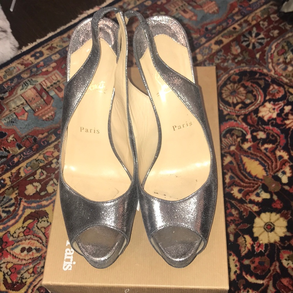 Christian Louboutin Silver Slingback Heel